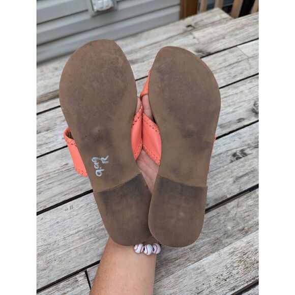 Jack Rogers Sloane X Band Leather Slide Sandals‎ women's size 8.5 coral slip on - Picture 6 of 9
